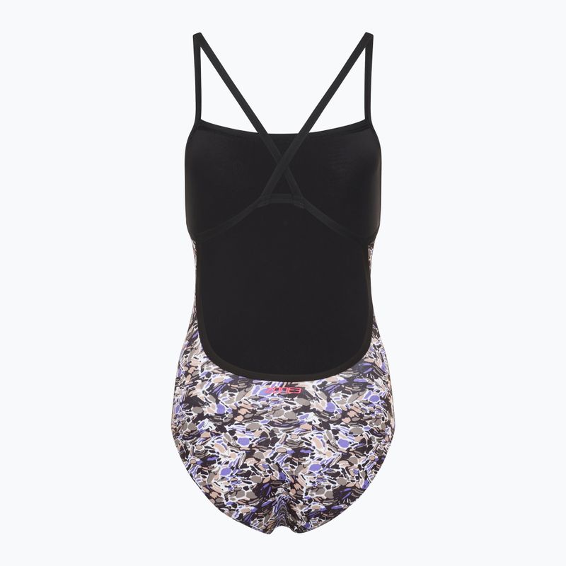 Strój pływacki jednoczęściowy damski ZONE3 Pacific Koa Strap Back black/green 2