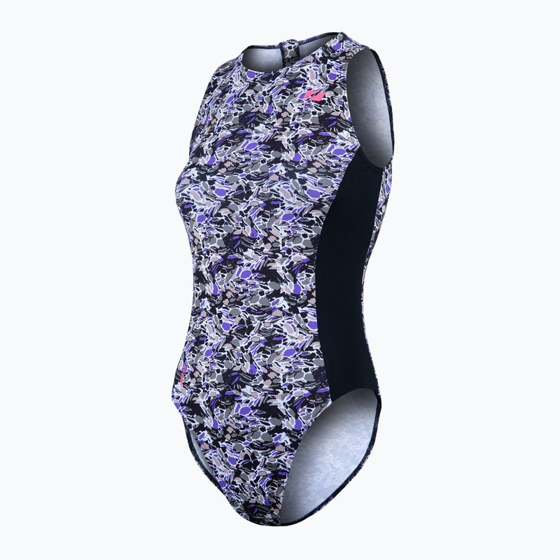 Strój pływacki jednoczęściowy damski ZONE3 Pacific Koa High Neck black/green 4