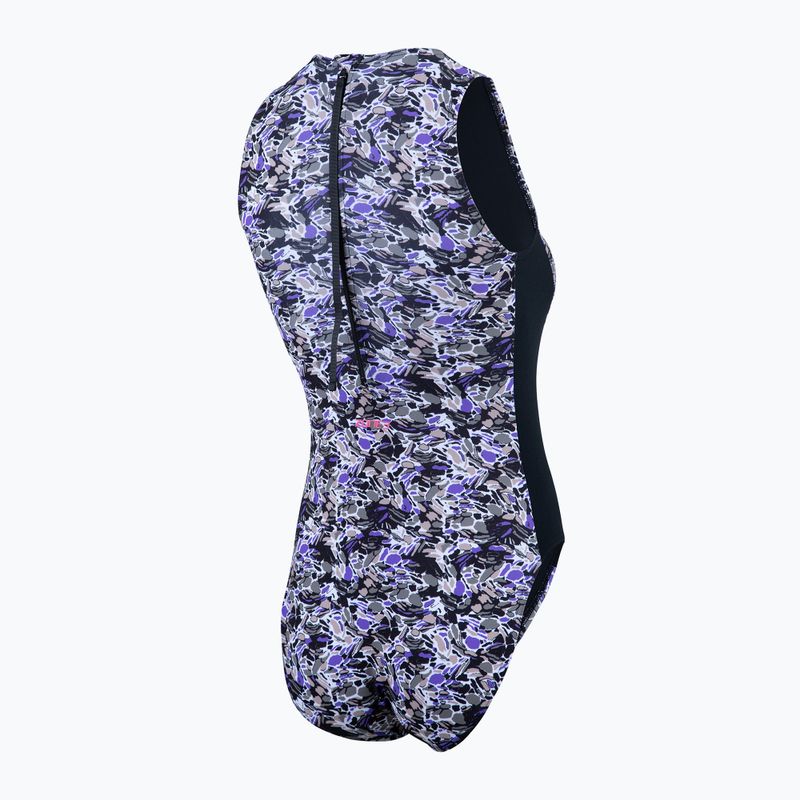 Strój pływacki jednoczęściowy damski ZONE3 Pacific Koa High Neck black/green 5