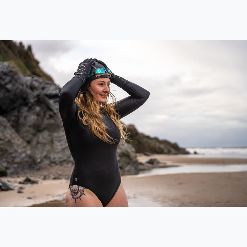 Strój pływacki jednoczęściowy damski ZONE3 OWS Ti+ Thermal High Neck LS black 4