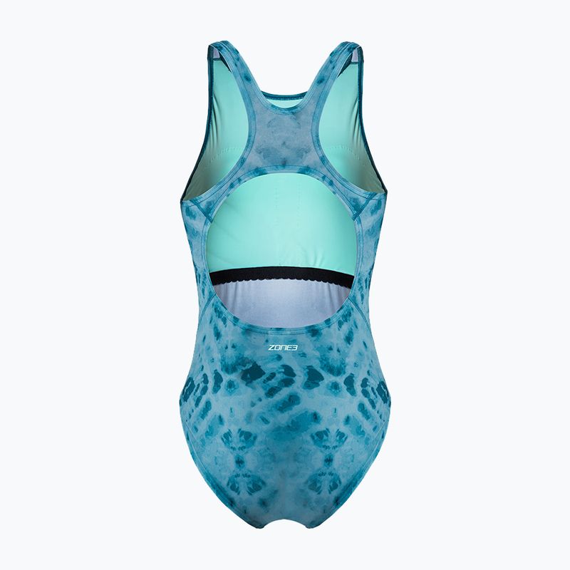 Strój pływacki jednoczęściowy damski ZONE3 Classic teal tie dye 2