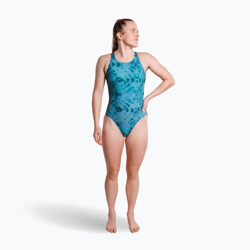 Strój pływacki jednoczęściowy damski ZONE3 Classic teal tie dye 3