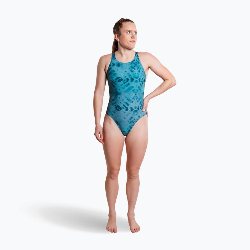 Strój pływacki jednoczęściowy damski ZONE3 Classic teal tie dye 4