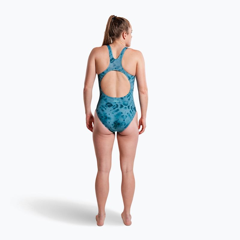 Strój pływacki jednoczęściowy damski ZONE3 Classic teal tie dye 6