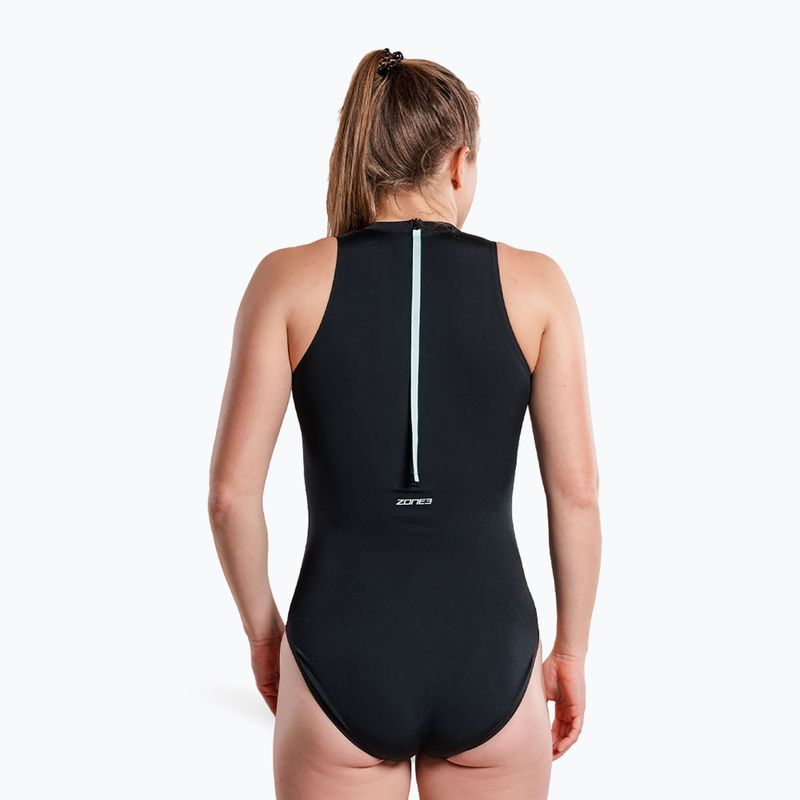 Strój pływacki jednoczęściowy damski ZONE3 High Neck Costume black 6