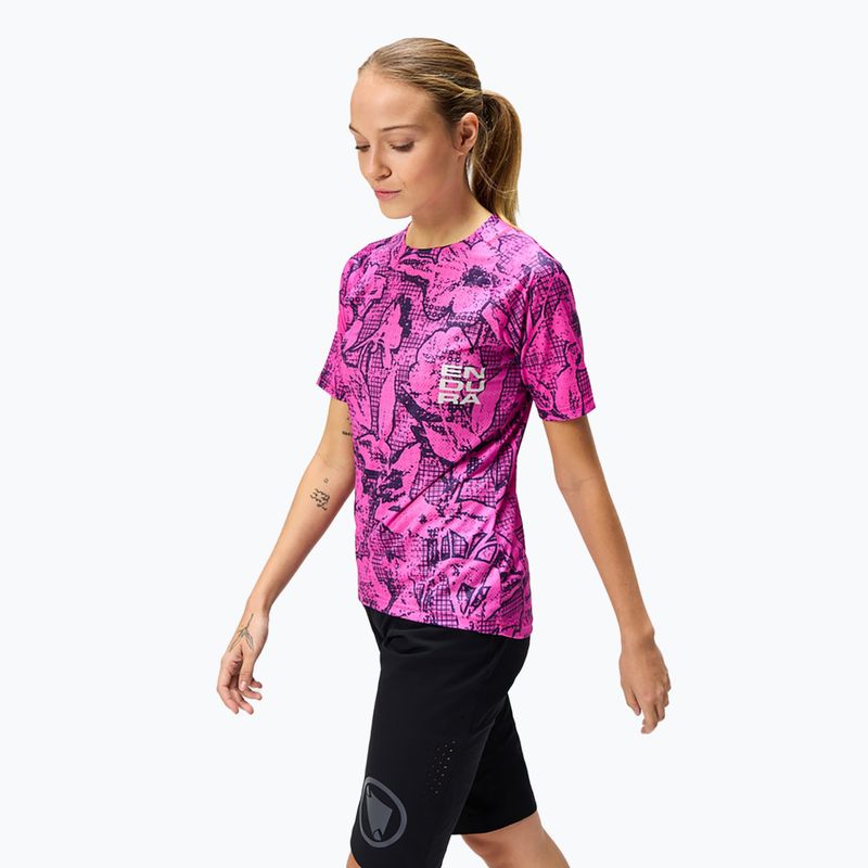 Koszulka rowerowa damska Endura Grid Floral Ltd W pink pop 4