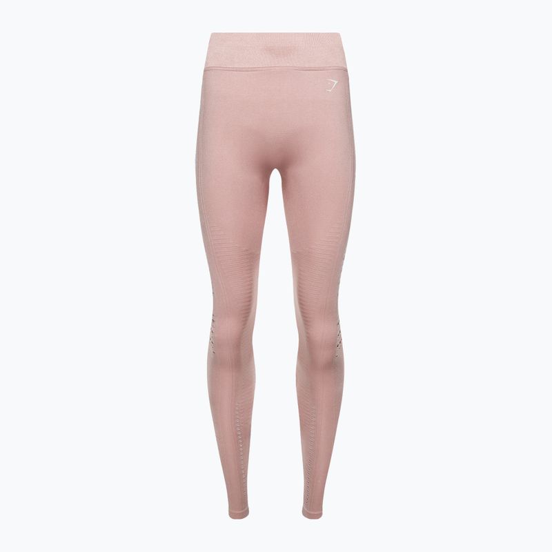 Legginsy treningowe damskie Gymshark Flawless Shine Seamless pink/white 5