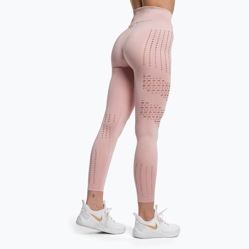 Legginsy treningowe damskie Gymshark Flawless Shine Seamless pink/white 3