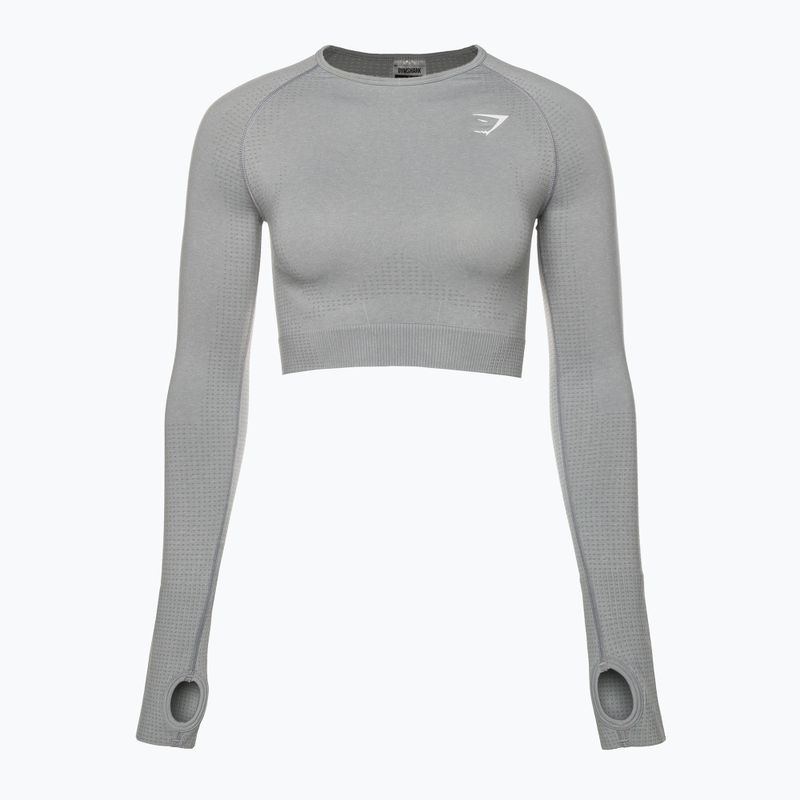 Top treningowy longsleeve damski Gymshark Vital Seamless Crop Top light grey 5