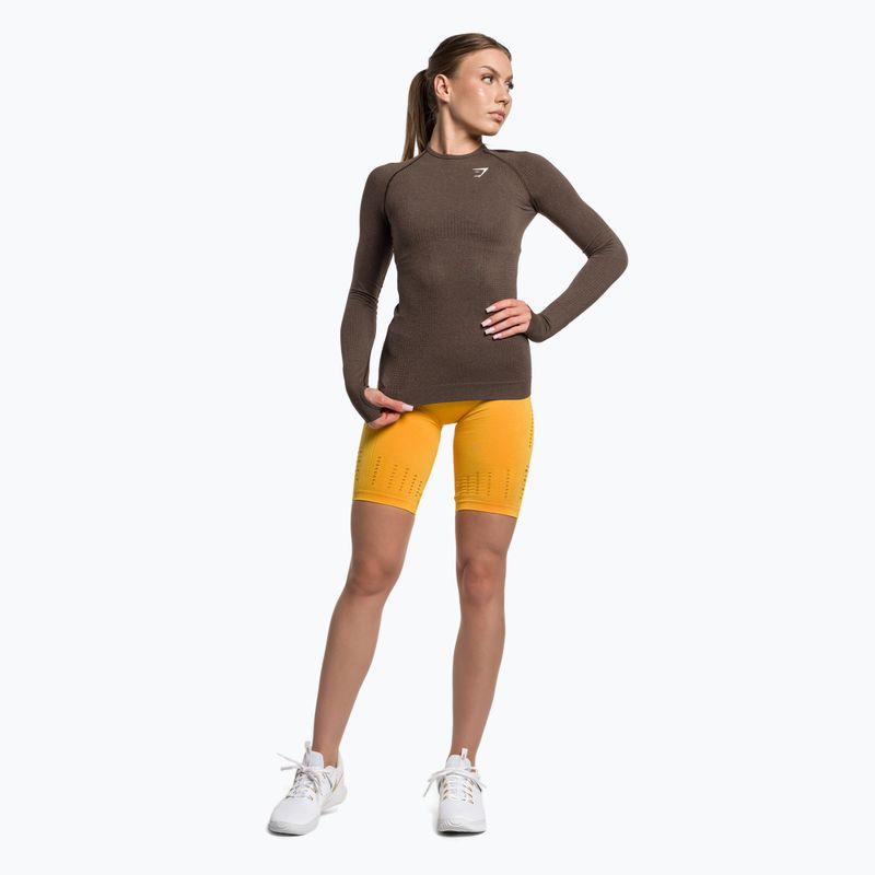 Longsleeve treningowy damski Gymshark Vital Seamless Top brown/white 2
