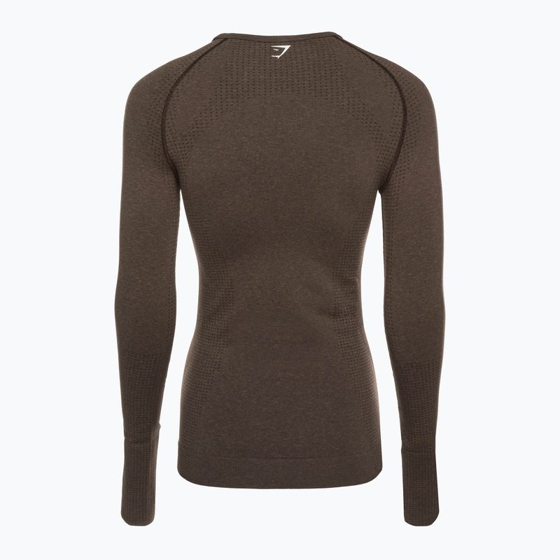 Longsleeve treningowy damski Gymshark Vital Seamless Top brown/white 7