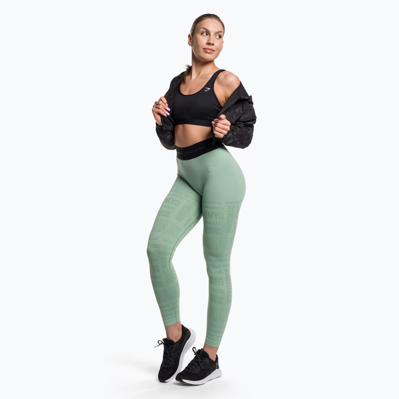 Legginsy treningowe damskie Gymshark Vision green/black 2