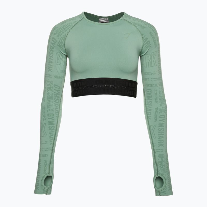 Top treningowy longsleeve damski Gymshark Vision Crop Top green/black 5