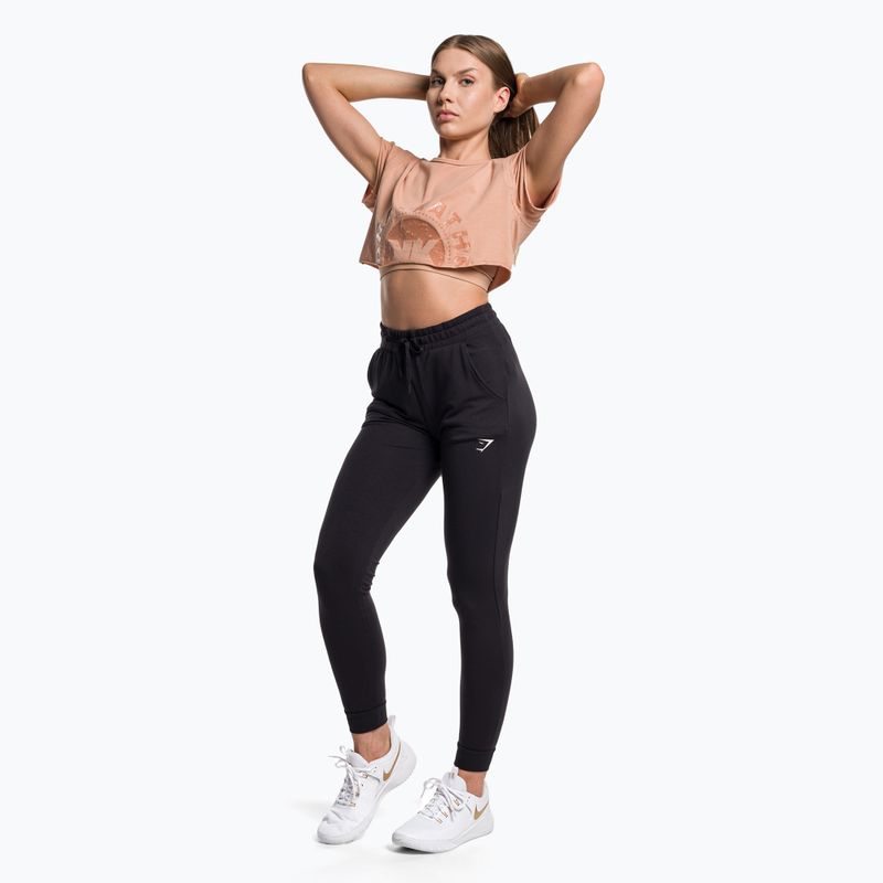 Top treningowy damski Gymshark KK Twins Raw Crop Top warm buff 2