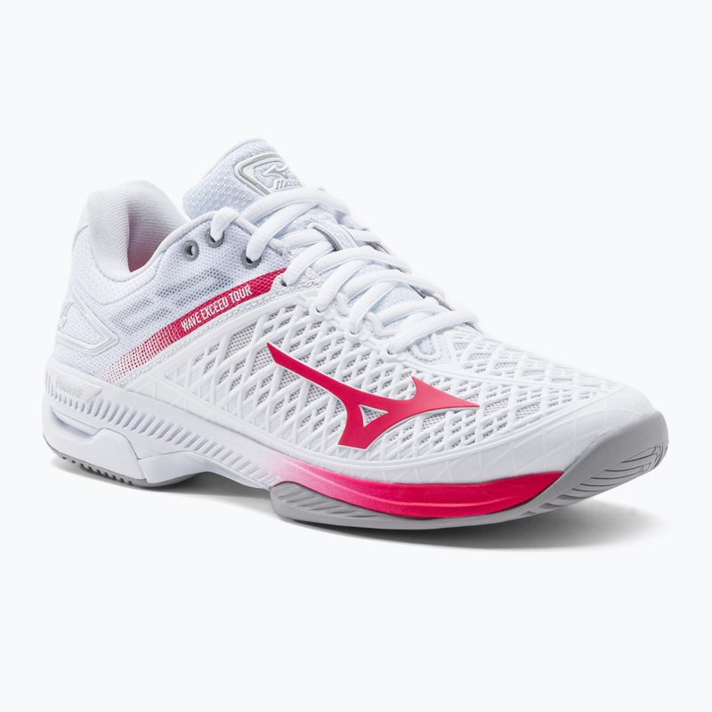 Buty do tenisa damskie Mizuno Wave Exceed Tour 4 AC white/rose red/nimbus cloud