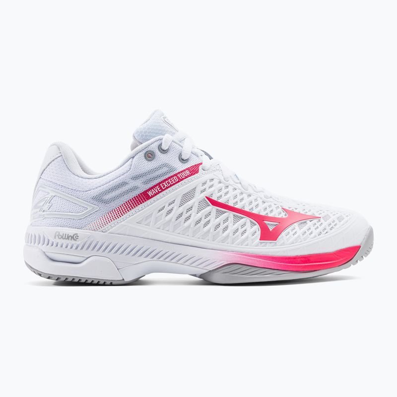 Buty do tenisa damskie Mizuno Wave Exceed Tour 4 AC white/rose red/nimbus cloud 2