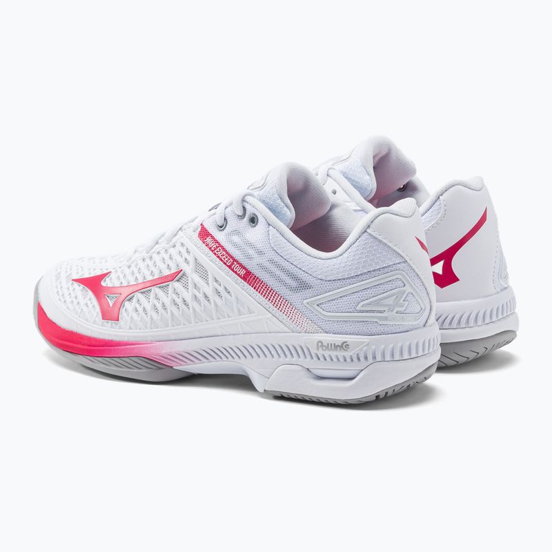 Buty do tenisa damskie Mizuno Wave Exceed Tour 4 AC white/rose red/nimbus cloud 3