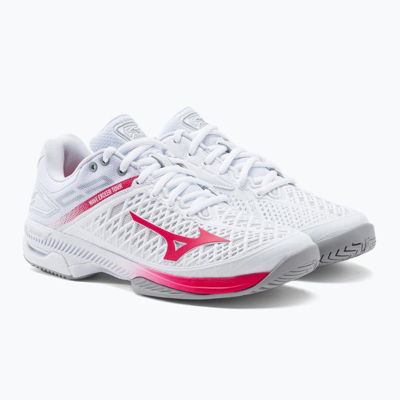 Buty do tenisa damskie Mizuno Wave Exceed Tour 4 AC white/rose red/nimbus cloud 5