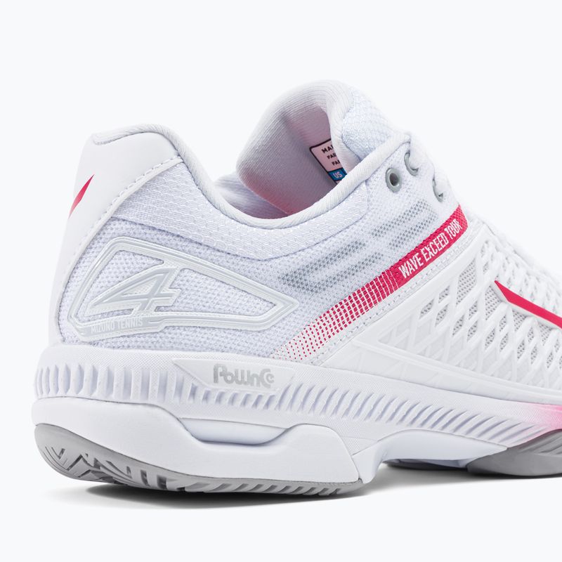 Buty do tenisa damskie Mizuno Wave Exceed Tour 4 AC white/rose red/nimbus cloud 8