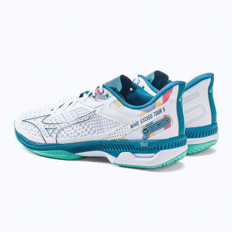 Buty do tenisa męskie Mizuno Wave Exceed Tour 5 AC white/ moroccanb/turquoise 3