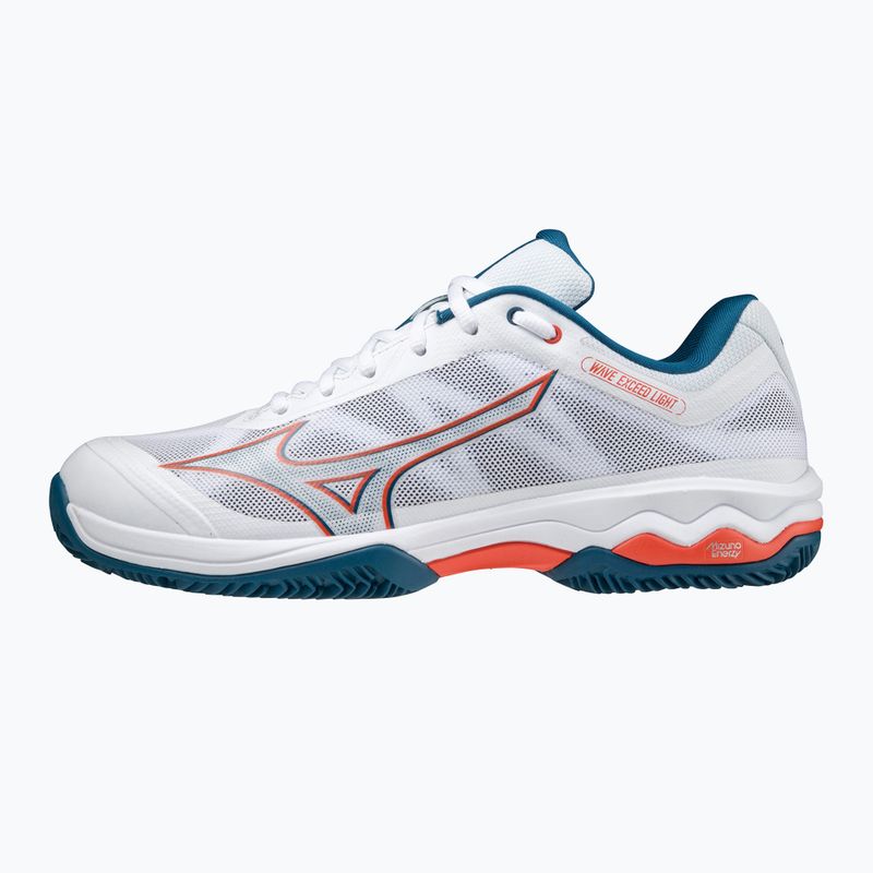 Buty do tenisa męskie Mizuno Wave Exceed Light CC white/cherry tomato/moroccan blue 10