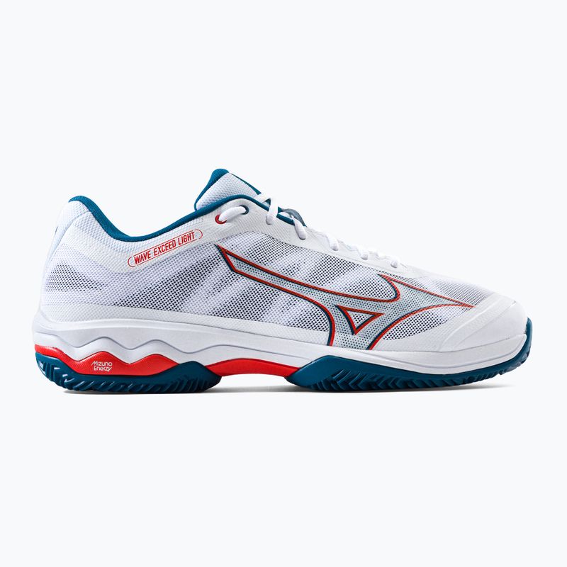 Buty do tenisa męskie Mizuno Wave Exceed Light CC white/cherry tomato/moroccan blue 2