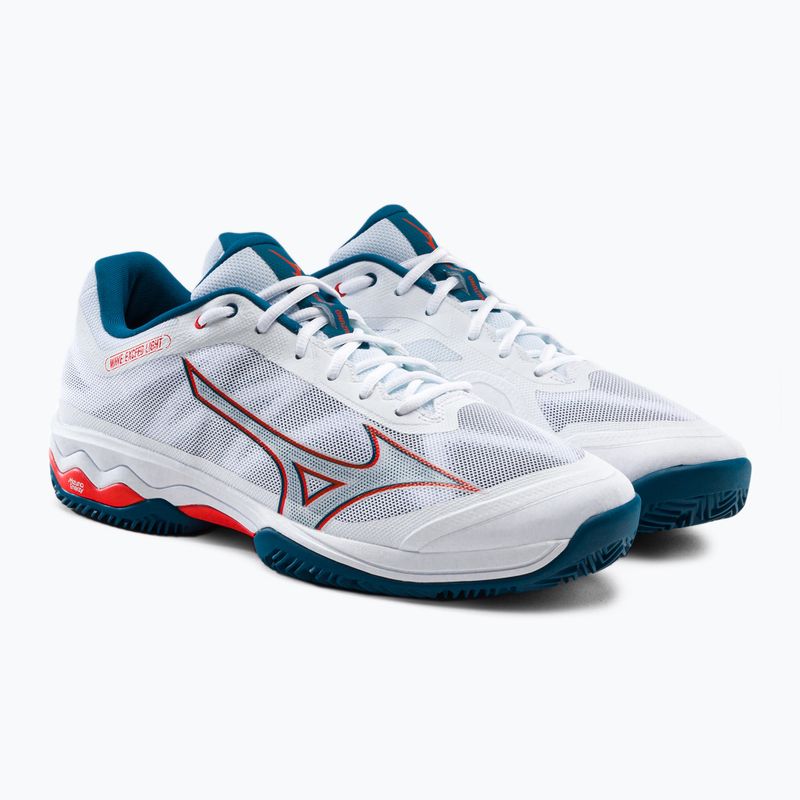 Buty do tenisa męskie Mizuno Wave Exceed Light CC white/cherry tomato/moroccan blue 5