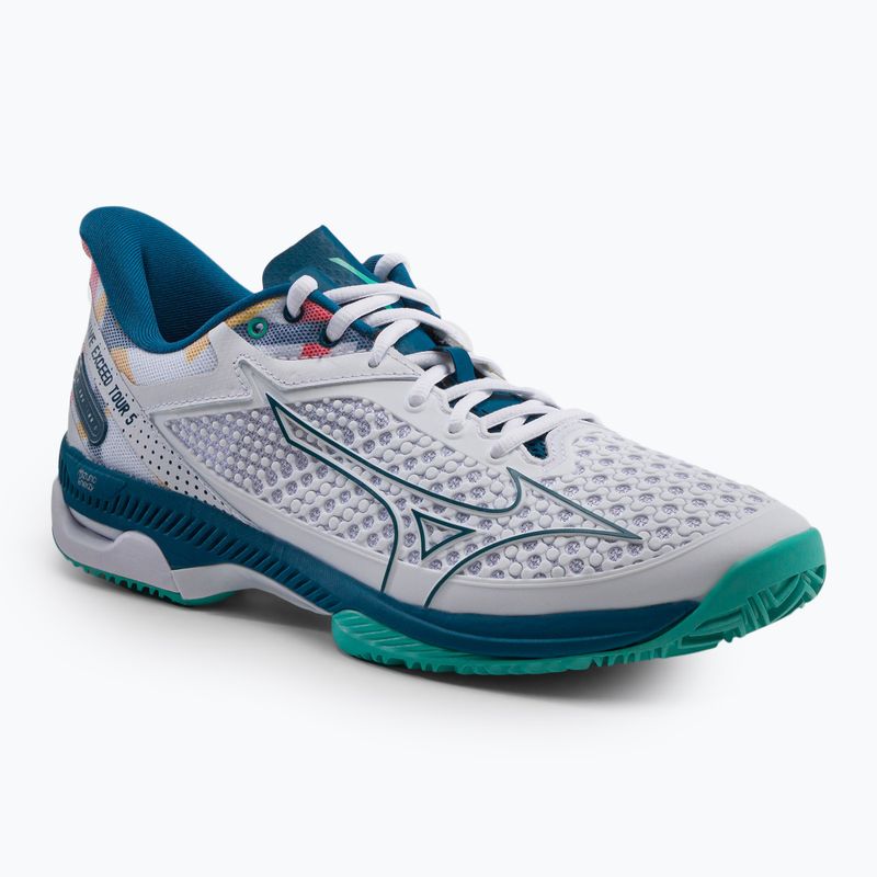 Buty do tenisa męskie Mizuno Wave Exceed Tour 5 CC white/moroccan blue/turquoise