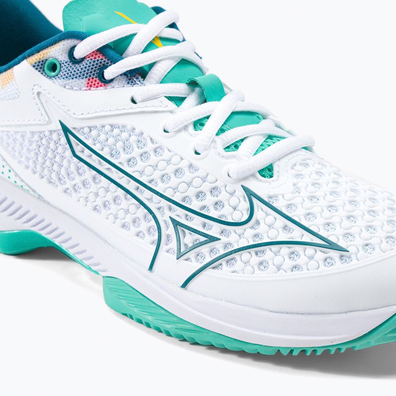 Buty do tenisa damskie Mizuno Wave Exceed Tour 5 CC white/turquoise/moroccan blue 7