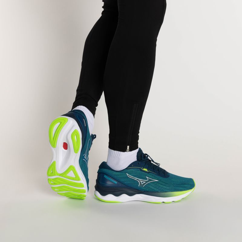 Buty do biegania męskie Mizuno Wave Skyrise 3 algiers blue/ white/ green gecko 2