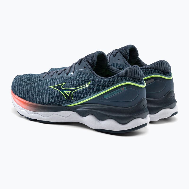 Buty do biegania męskie Mizuno Wave Skyrise 3 smoke blue/ neo lime/ neon flame 4