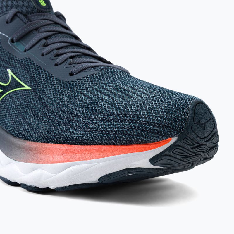 Buty do biegania męskie Mizuno Wave Skyrise 3 smoke blue/ neo lime/ neon flame 10