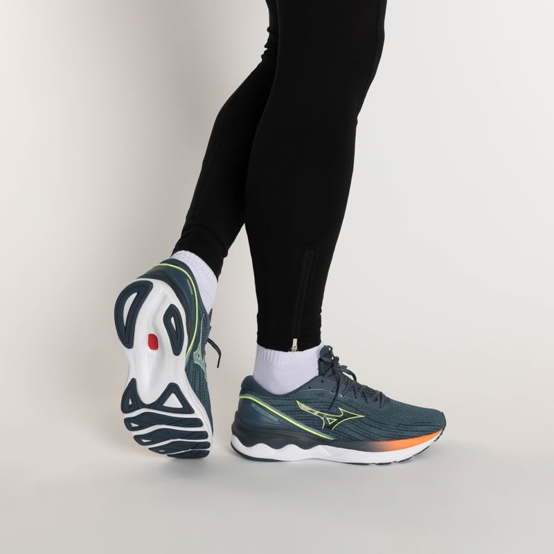 Buty do biegania męskie Mizuno Wave Skyrise 3 smoke blue/ neo lime/ neon flame 3
