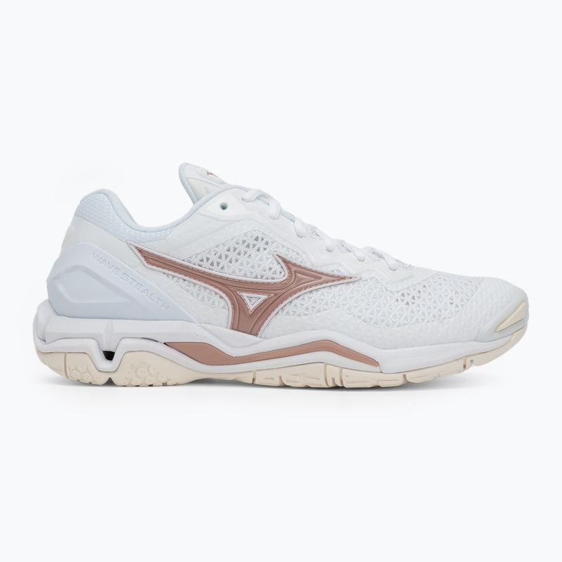Buty do piłki ręcznej damskie Mizuno Wave Stealth V white/rose/snow white 2