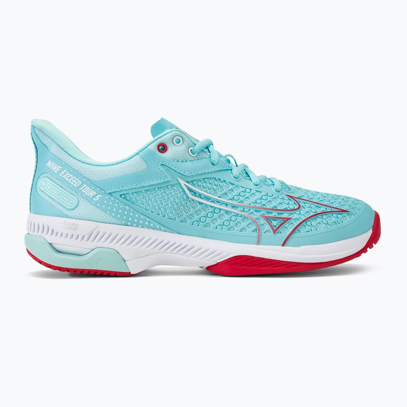 Buty do tenisa damskie Mizuno Wave Exceed Tour 5 AC tanger turquoise/fiery coral 2/white 2