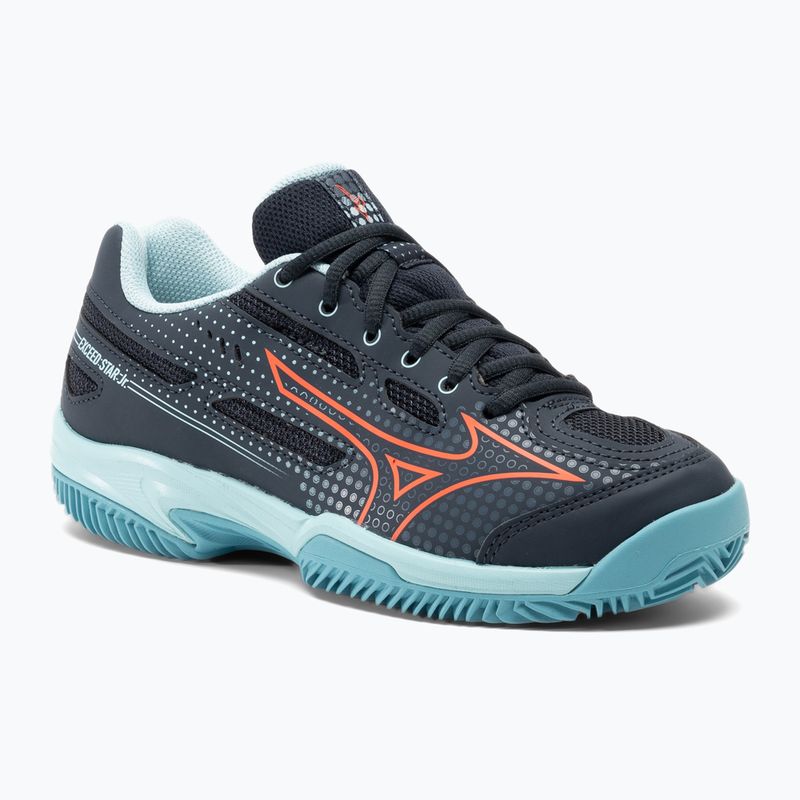 Buty do tenisa dziecięce Mizuno Exceed Star CC collegiate blue/ soleil/ tanager/ turquoise