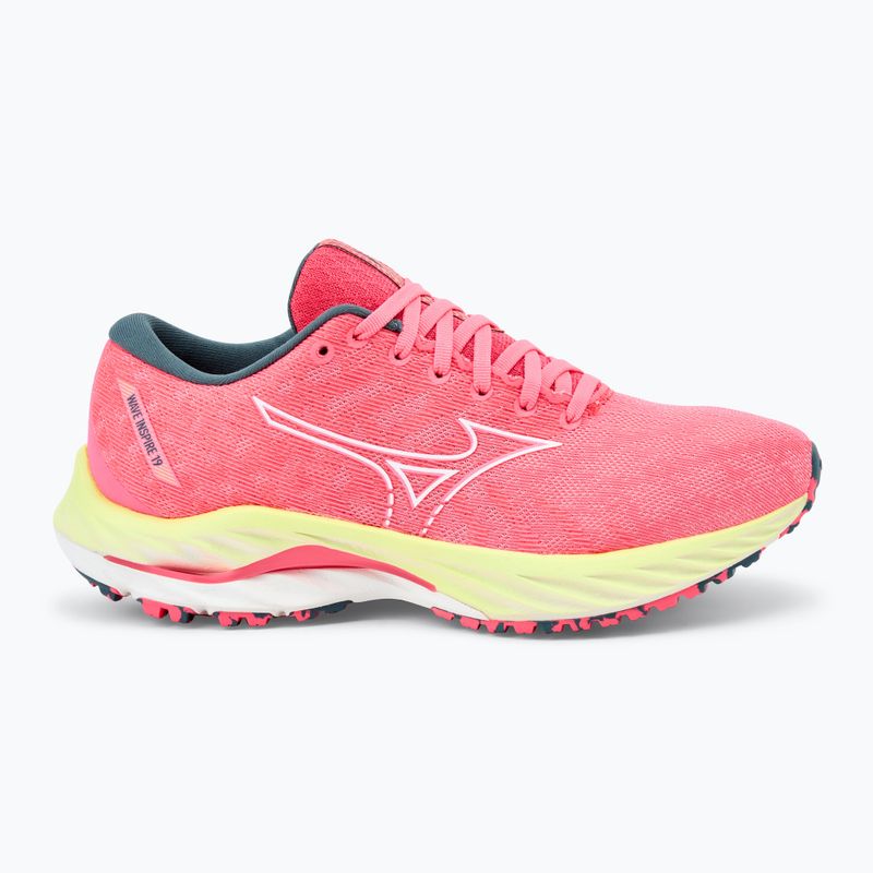 Buty do biegania damskie Mizuno Wave Inspire 19 hi vis pink/ snow white/ luminous 2