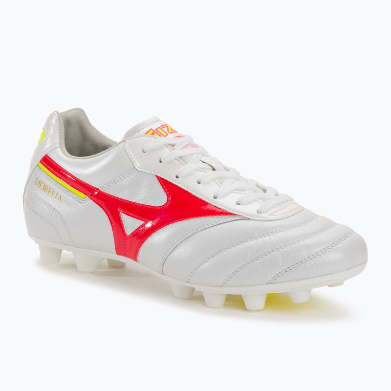 Buty piłkarskie męskie Mizuno Morelia II Elite MD white/flery coral2/bolt2