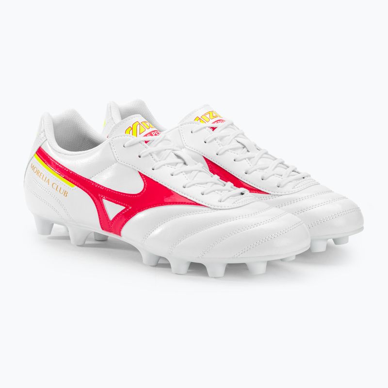 Buty piłkarskie męskie Mizuno Morelia II Club MD white/flery coral2/bolt2 5