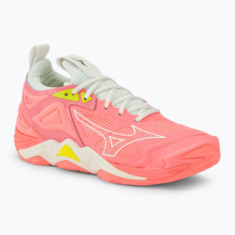 Buty do siatkówki damskie Mizuno Wave Momentum 3 candy coral/black/bolt 2 neon