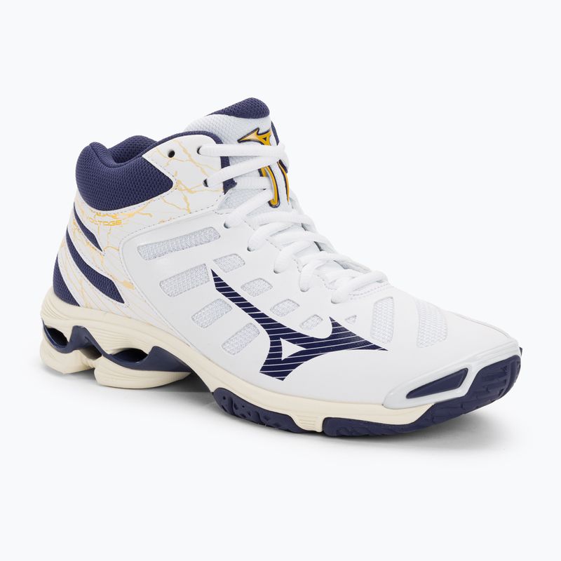 Buty do siatkówki Mizuno Wave Voltage Mid white/blue ribbon/mp gold