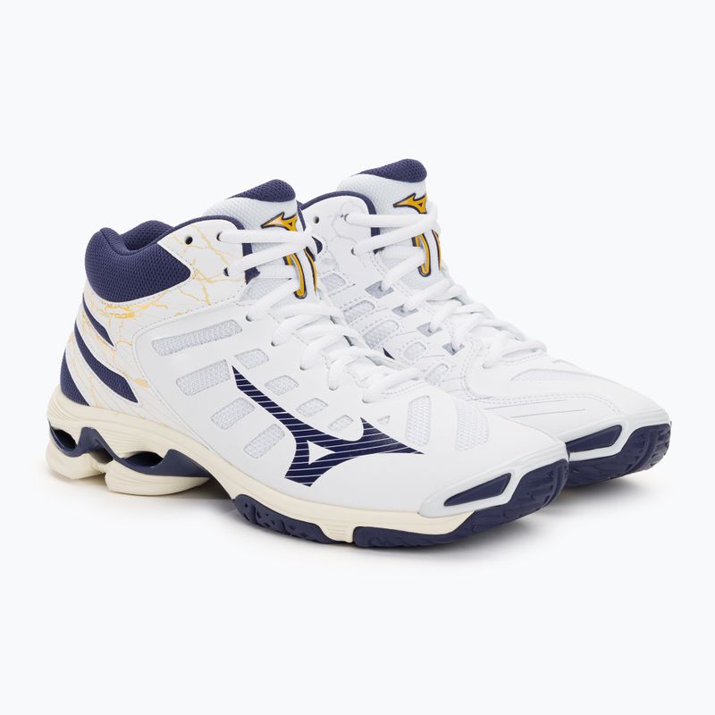 Buty do siatkówki Mizuno Wave Voltage Mid white/blue ribbon/mp gold 5