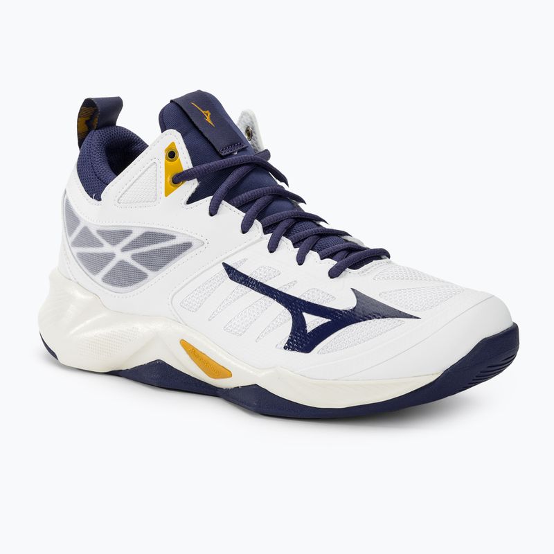 Buty do siatkówki Mizuno Wave Dimension Mid white/blue ribbon/mp gold