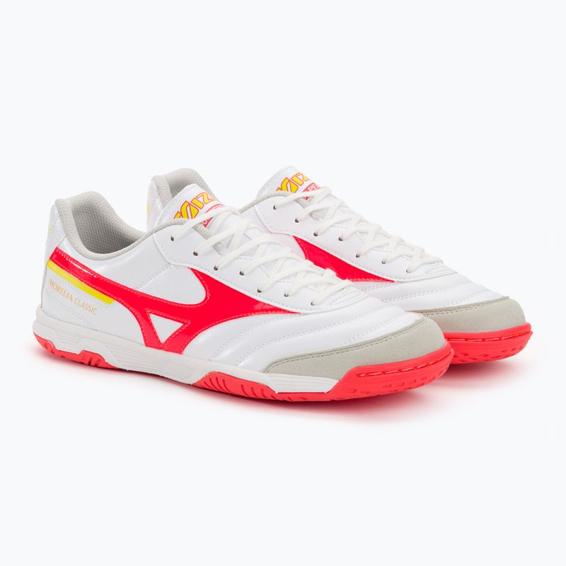 Buty piłkarskie męskie Mizuno Morelia Sala Classic IN white/flery coral2/bolt2 4