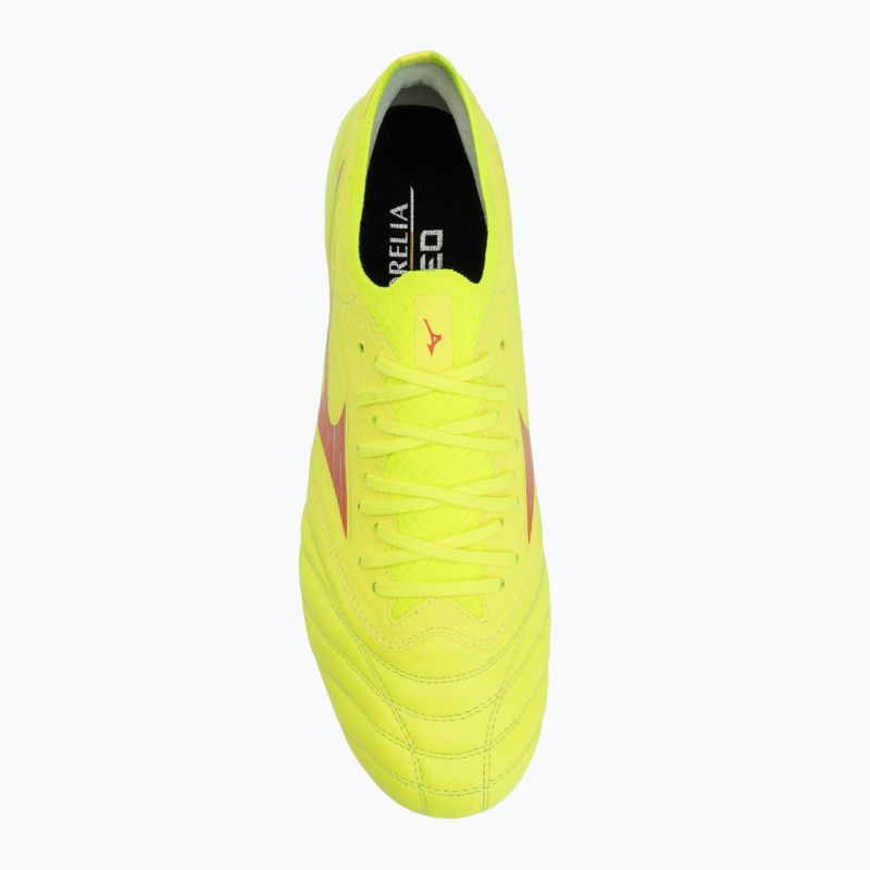 Buty piłkarskie męskie Mizuno Morelia Neo IV β Elite MIX safety yellow/fiery coral 2/safety yellow 5