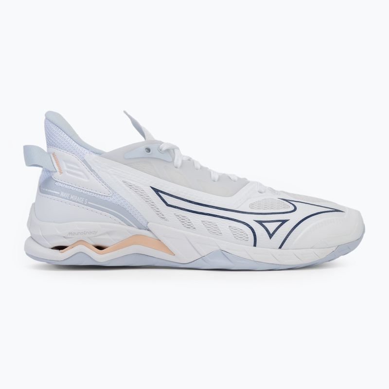 Buty do piłki ręcznej damskie Mizuno Wave Mirage 5 white/navy peony/peach parfait 2