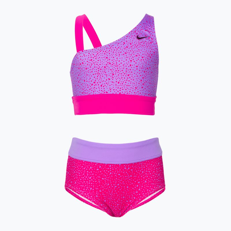 Strój pływacki dwuczęściowy dziecięcy Nike Water Dots Asymmetrical pink prime