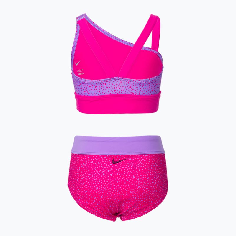 Strój pływacki dwuczęściowy dziecięcy Nike Water Dots Asymmetrical pink prime 2