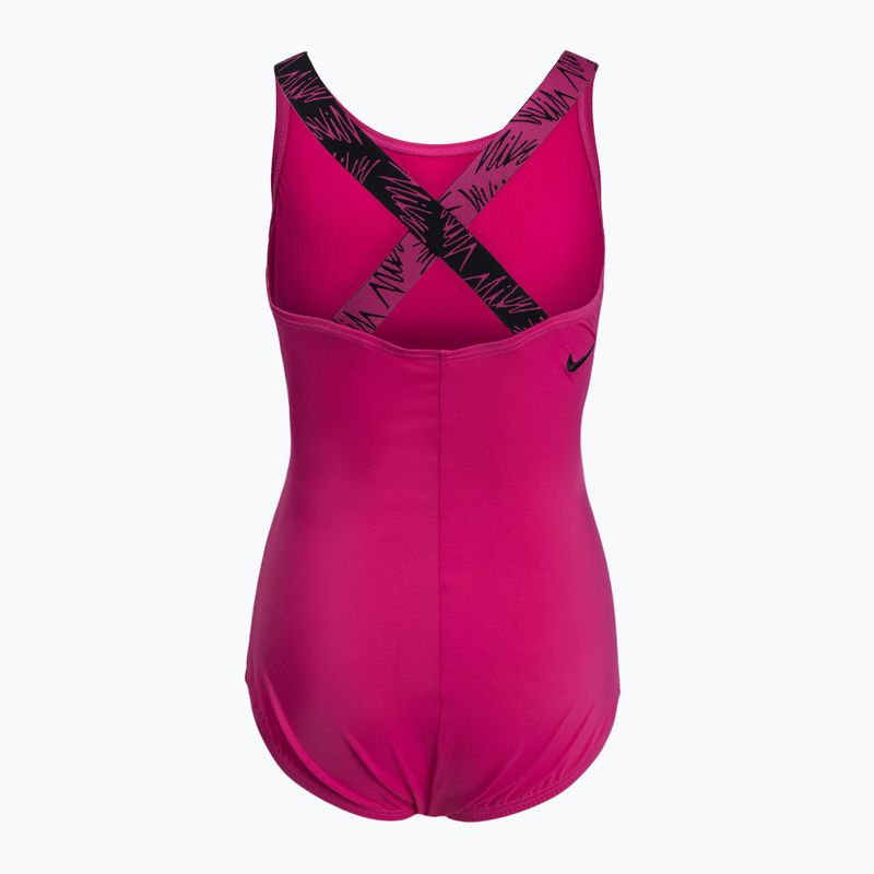 Strój pływacki jednoczęściowy dziecięcy Nike Crossback pink 2