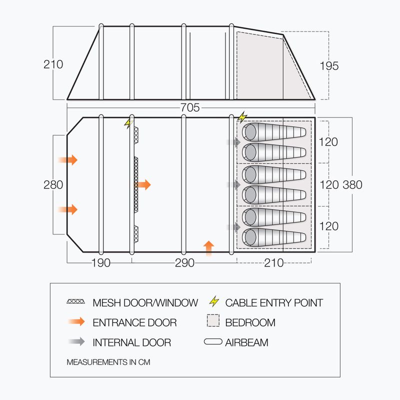 Namiot kempingowy 6-osobowy Vango Lismore Air TC 600XL Package cloud grey 5